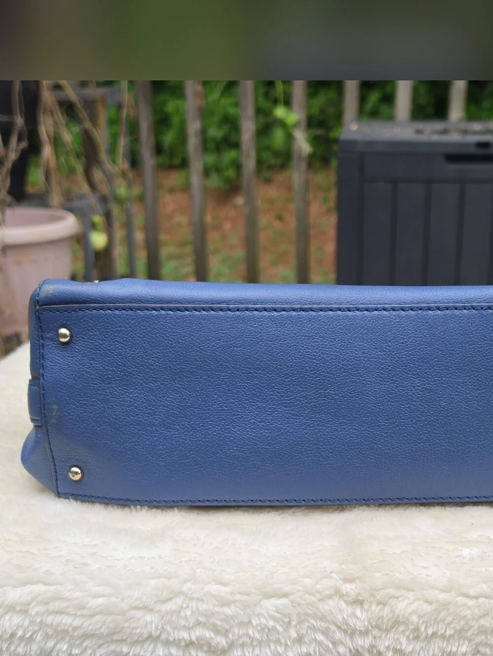 Kate Spade New York Blue Pebbled Leather Satchel Gold Hardware
